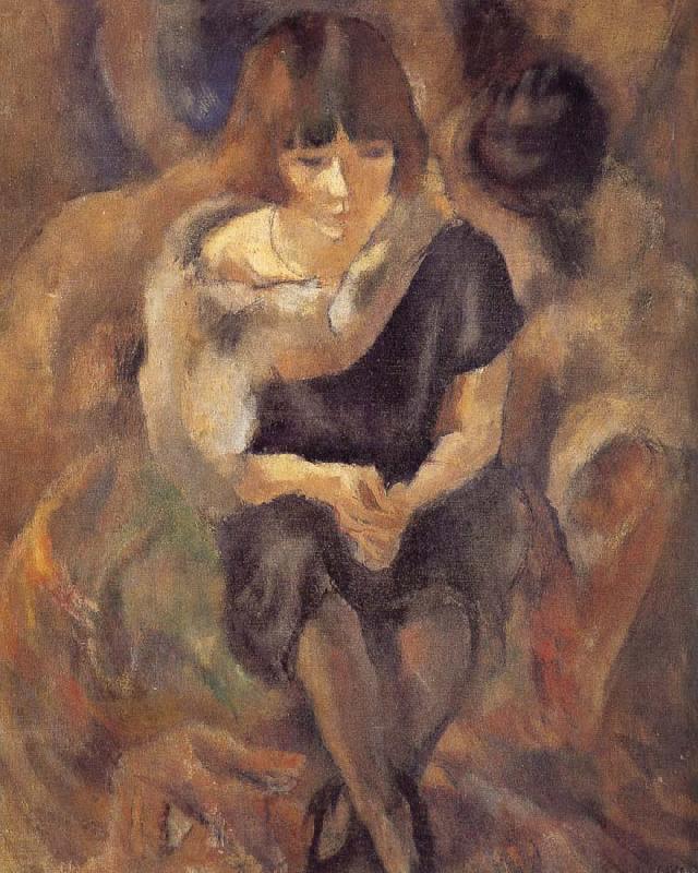 Jules Pascin Lucy wearing fur shawl Germany oil painting art